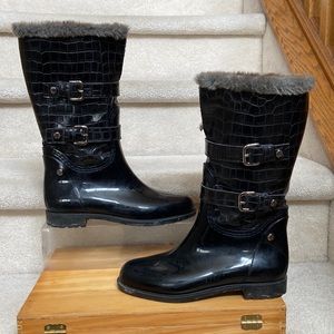 stuart weitzman snowflake winter / rain boots with faux fur